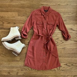 Banana Republic Button Front Shirt Dress / 00P / Burnt Orange